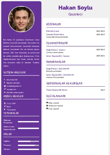 Gazeteci CV Örnekleri cv indir